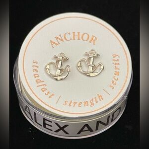 Alex and Ani Anchor Stud .925 Sterling Silver Post Earrings